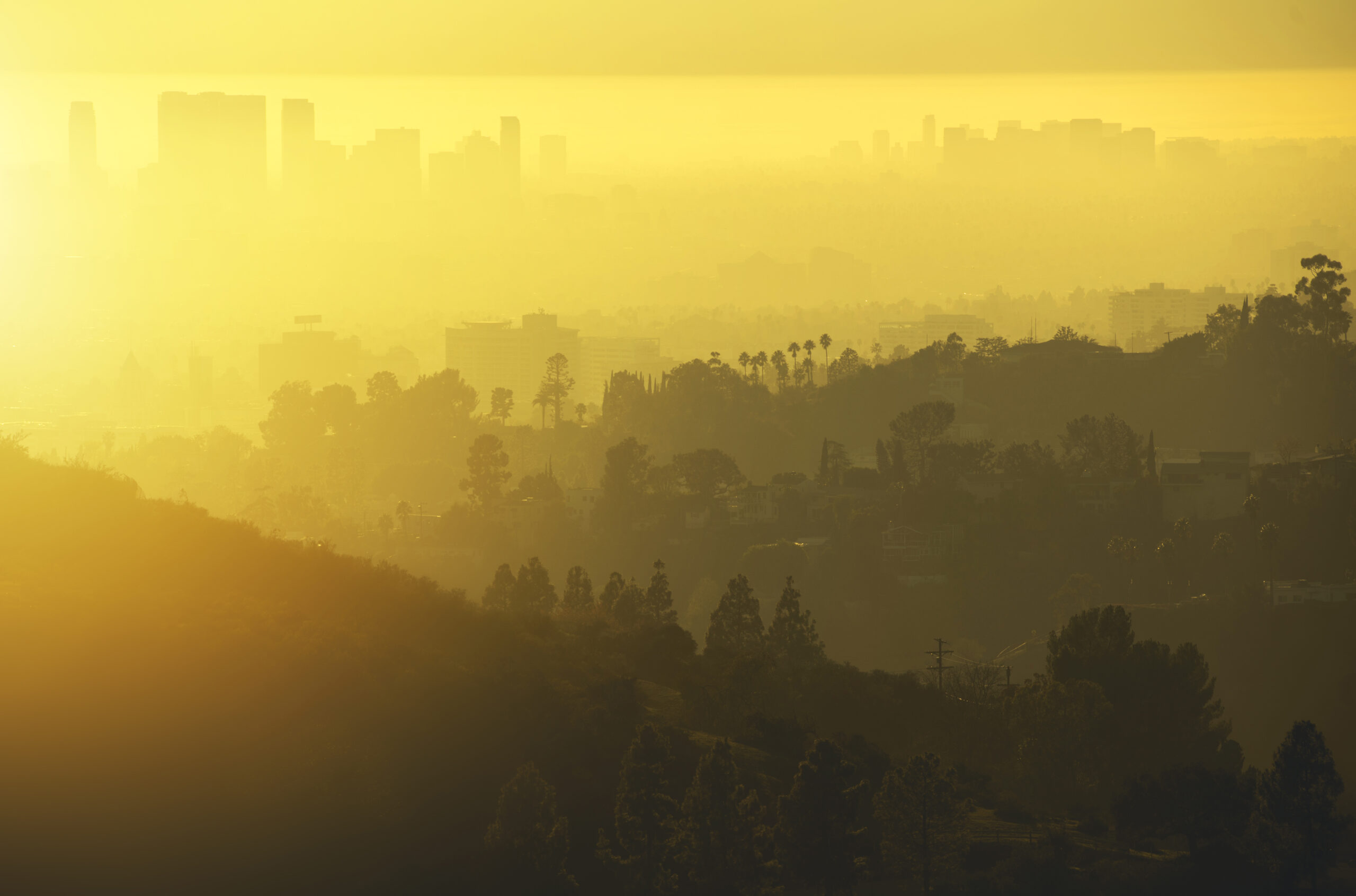 Smog in Los Angeles, California, which could be due in part to toxic gas stoves.